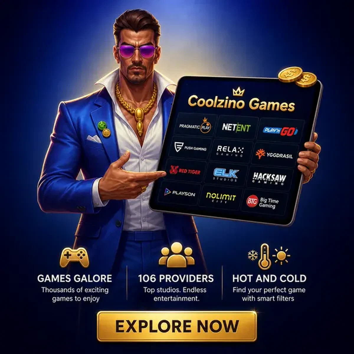 Prize Fighter prezentujący dostawców gier w Coolzino Casino na wyświetlaczu tabletu